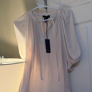 Rachel Zoe Soft Cream Tie-Neck Peasant Blouse